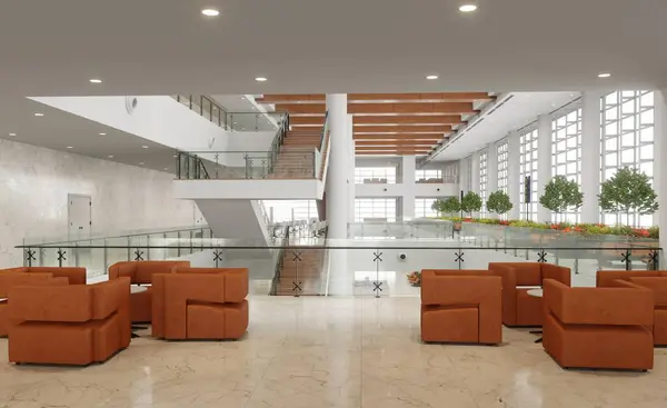 新机场航站楼设计 3D渲染概念 免版税图库图片