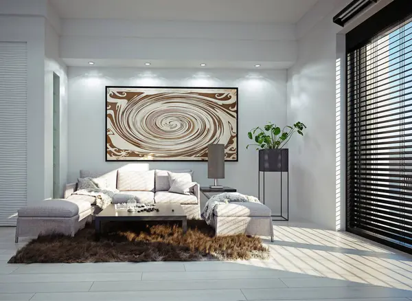 Modern Living Room Design Rendering Concept Stock Image