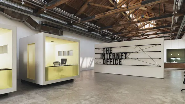 モダンなオフィス内装 3Dレンダリングモックアップトーン画像 ストック写真