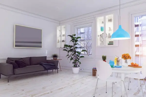 Modern Scandinavian Living Room Design Concept Illustration Stock Picture