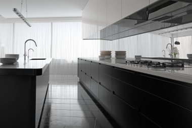 Modern parlak iç mekanlar. 3d resimleme