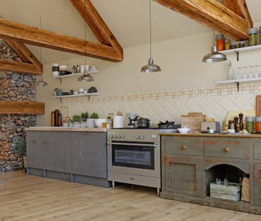 modern lüks ev iç. 3D render tasarım