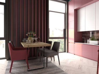 Modern oturma odası iç. 3D render