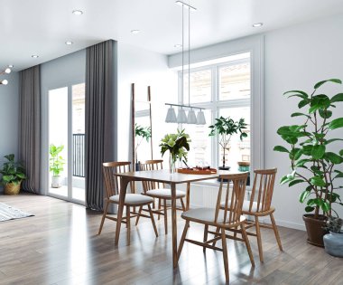 modern oturma iç tasarım. 3B oluşturma kavramı