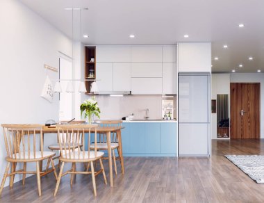 modern oturma iç tasarım. 3B oluşturma kavramı