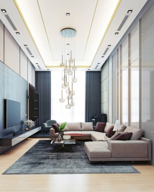 modern lüks iç tasarım. 3d render konsepti