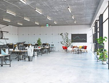 Modern ofis iç mimarisi, 3D iş konsepti tasarımı