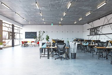 Modern ofis iç mimarisi, 3D iş konsepti tasarımı