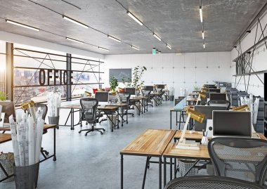 Modern ofis iç mimarisi, 3D iş konsepti tasarımı