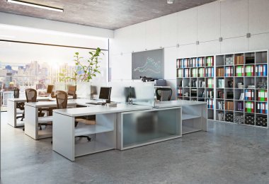 Modern ofis iç mimarisi, 3D iş konsepti tasarımı