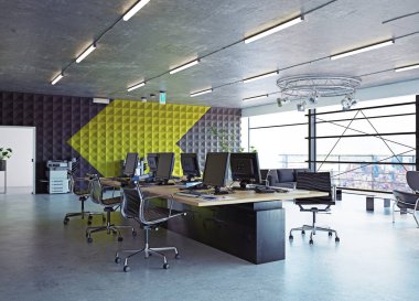 modern ofis iç, 3d render konsept tasarımı