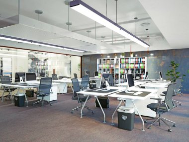 modern ofis iç, 3d render konsept tasarımı