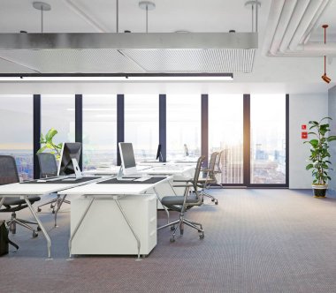 modern ofis iç, 3d render konsept tasarımı