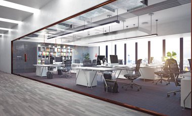 modern ofis iç, 3d render konsept tasarımı
