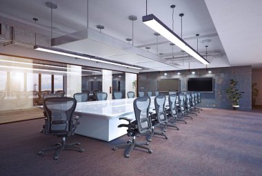 Modern çatı katı iç tasarım konsepti. 3d hazırlama tasarımı