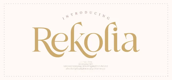 Zarif alfabe harfleri yazı tipi ve numarası. Tipografi lüks klasik harf yazı tipi dekoratif düğün logosu antika konsepti. vektör illüstrasyonu