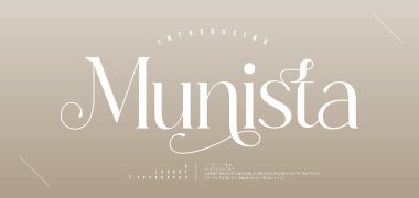 Lüks, zarif alfabe harfleri, logo yazı tipi ve numarası. Klasik Modern Serif Edebiyatı Minimum Moda. Tipografi dekorasyon yazı tipleri, düğün, logolar. vektör illüstrasyonu