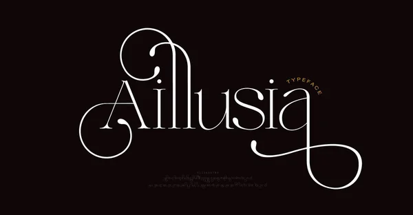 Elegantní Písmo Číslo Loga Svatební Abecedy Typografie Luxusní Klasický Nápis Stock Vektory