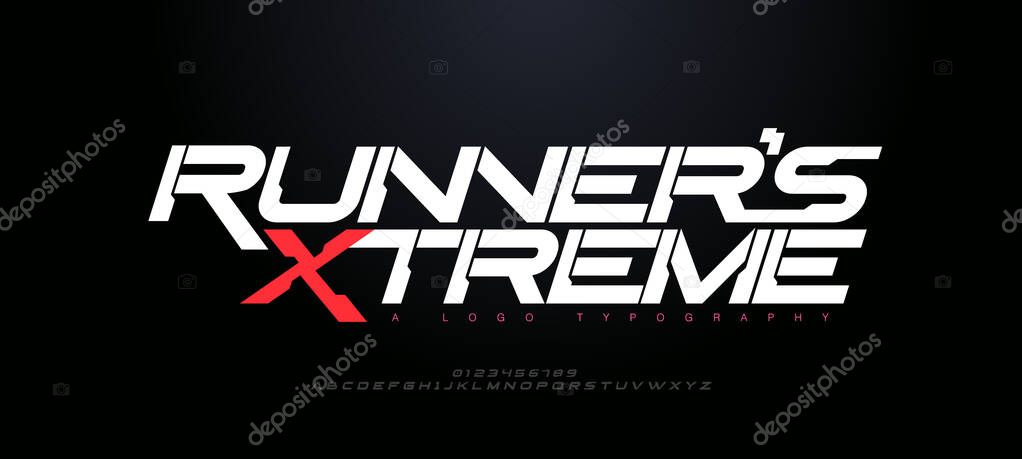 Sport Modern Italic Alphabet logo Font. Typography urban style fonts for technology, digital, movie logos. vector illustration