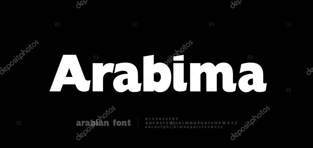 Arabic modern bold style logo font alphabet letter. Elegant arabian classic lettering. Typography arabian sans serif fonts and logos decorative asian design concept. vector illustration