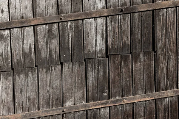 Weathered Old Barn Door Made Pinewood Planks — Stock Photo, Image
