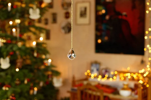 Christmassy Illuminated Interior Cut Crystal Tag — Stock Photo, Image
