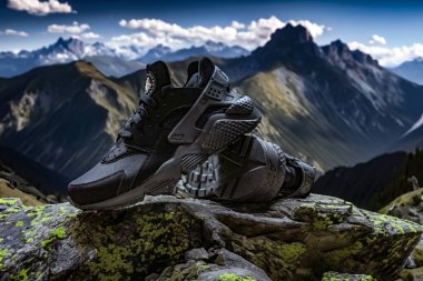 Pavia, İtalya - 3 Mayıs 2019: Evde Nike Huarache ayakkabı - açıklayıcı editoryal