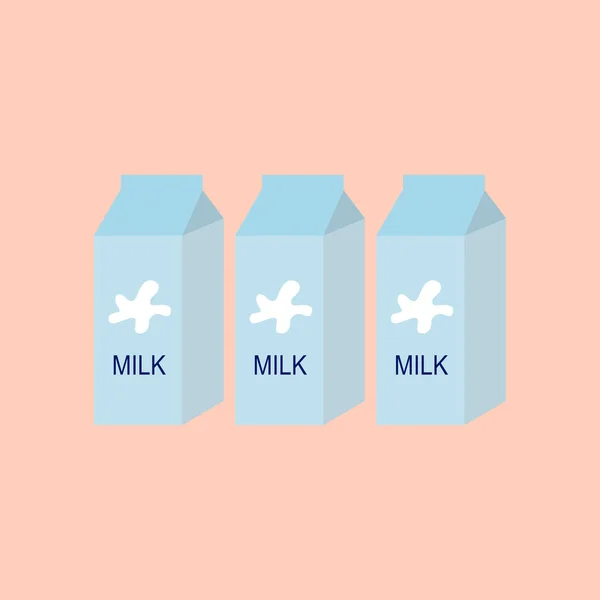 Leche Productos Lácteos Embalaje Aislado Sobre Fondo Naranja — Vector de stock