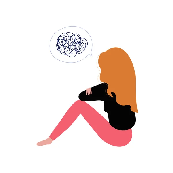 Γυναίκα Κατάθλιψη Διάνυσμα Εικονογράφηση Απομονώνονται Λευκό — Διανυσματικό Αρχείο