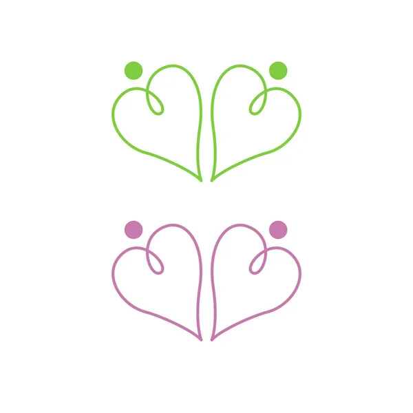 健康的夫妇绿色 紫色隔离在白色上 — 图库矢量图片