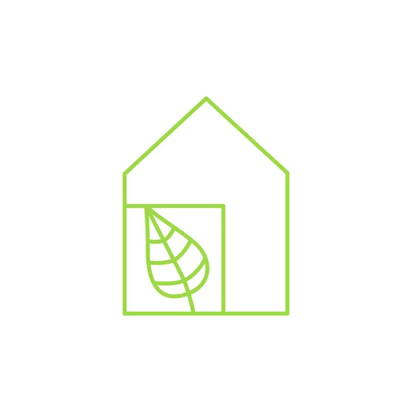 Maison Verte Panneau Architecture Symbole Art Logo Isolé Sur Blanc — Image vectorielle