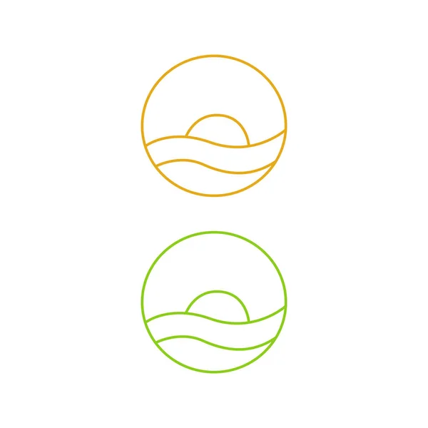 Zonsondergang Achter Horizon Sign Symbool Logo Geïsoleerd Wit — Stockvector