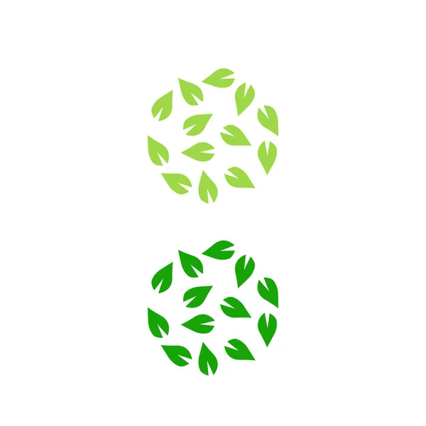 Naturalne Liście Koło Znak Symbol Sztuka Logo Izolowane Białym — Wektor stockowy