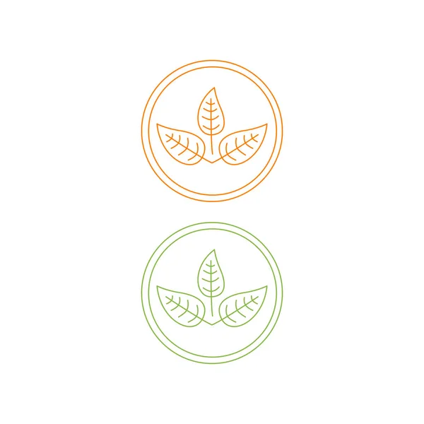 Natuurlijke Bladeren Cirkel Teken Symbool Kunst Logo Geïsoleerd Wit — Stockvector