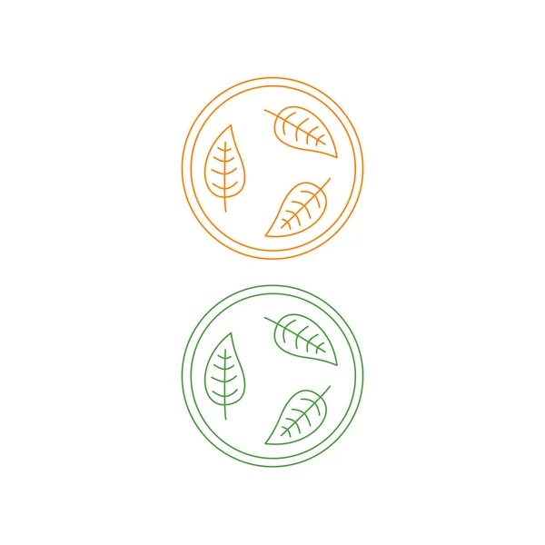 Natuurlijke Bladeren Cirkel Teken Symbool Logo Geïsoleerd Wit — Stockvector