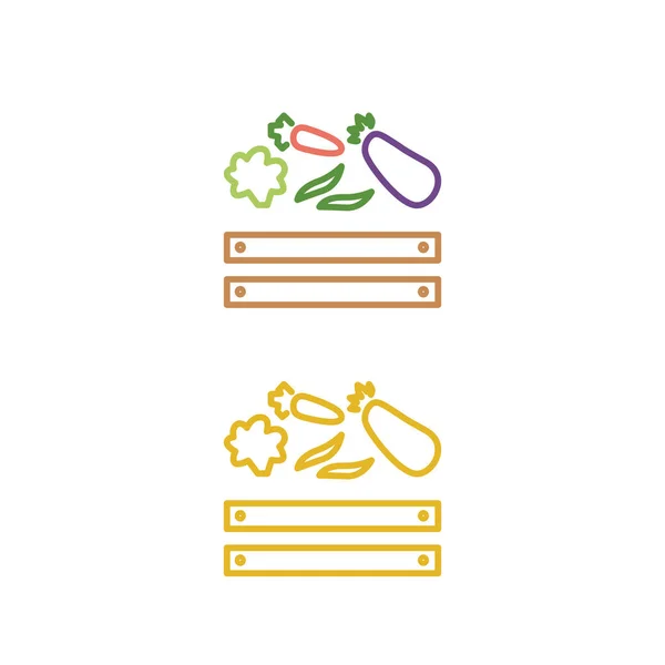 Logo Légumes Boîte Pour Bio Shop Isolé Sur Blanc — Image vectorielle
