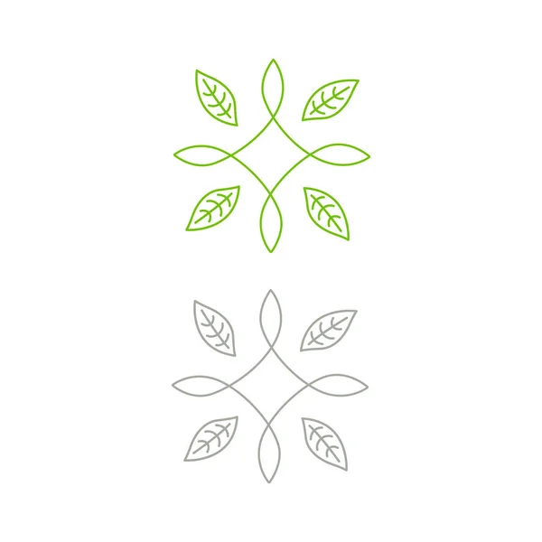자연의 잎사귀들의 로고를 흰옷에 — 스톡 벡터