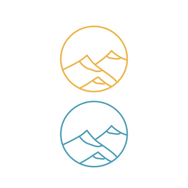 Βουνό Circle Sign Σύμβολο Λογότυπο Απομονώνονται Λευκό — Διανυσματικό Αρχείο