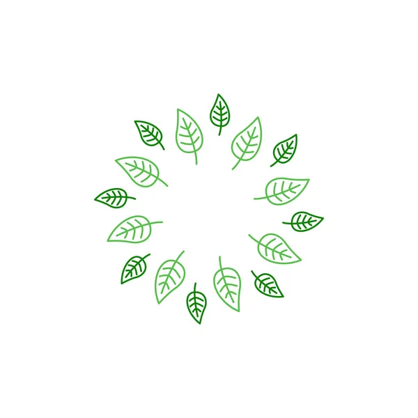 Logo Del Círculo Hojas Hierbas Naturales Signo Símbolo Aislado Blanco — Vector de stock
