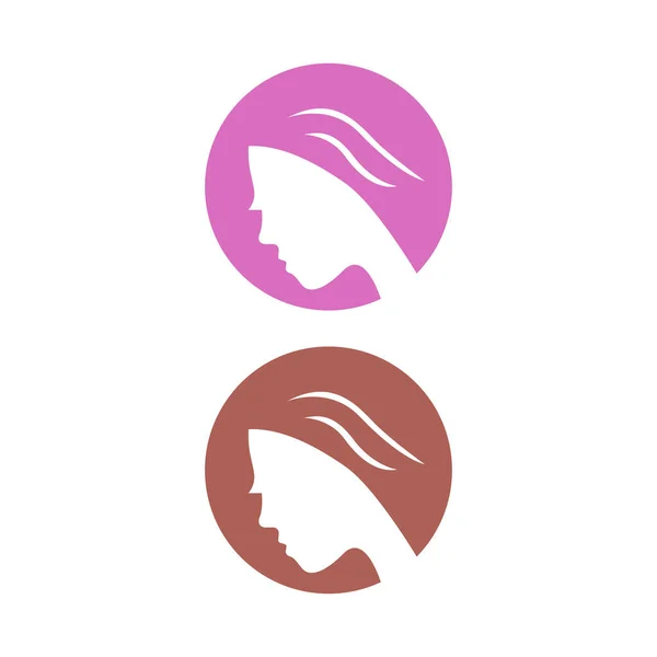 Ansikte Och Hår Behandling Salon Logotyp Isolerad Vitt — Stock vektor