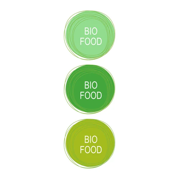 Bio Food Zöld Tervezési Circle Címke Fehér — Stock Vector