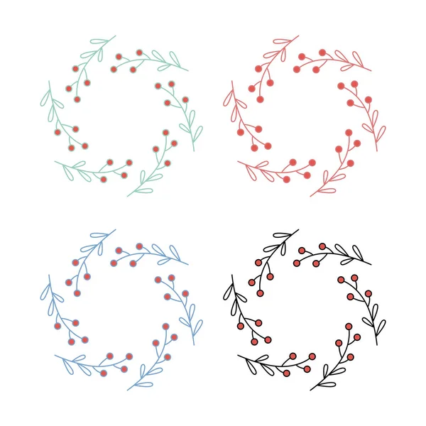 Couronnes Noël Colorées Isolées Sur Blanc — Image vectorielle