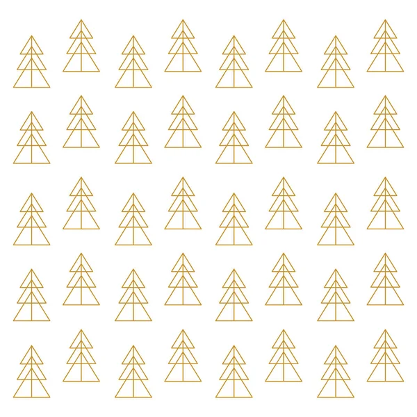 Gold Weihnachtsbäume Hintergrund Muster Textur — Stockvektor