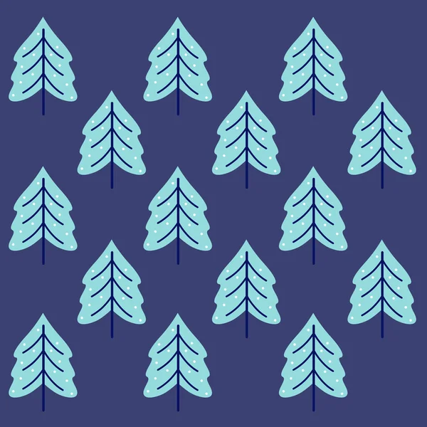 Christmas Blue Trees Background Pattern Texture — Stock Vector