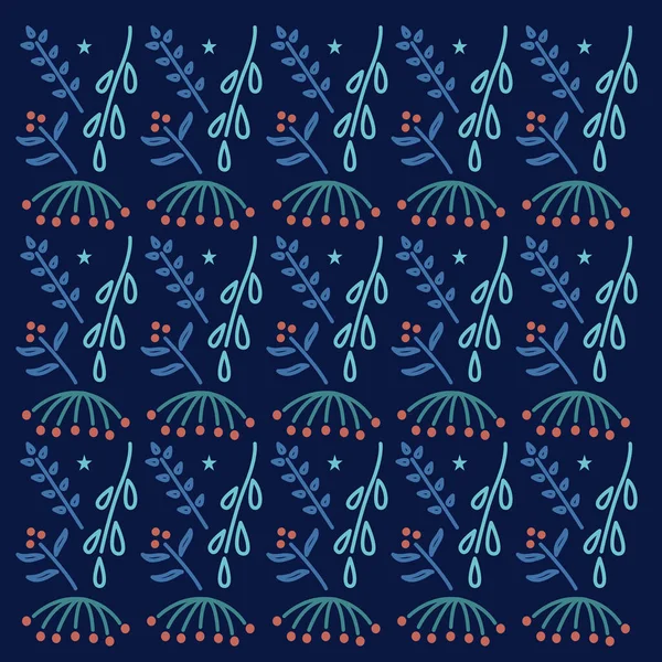 Blue Herbal Christmas Pattern Background Texture — стоковий вектор