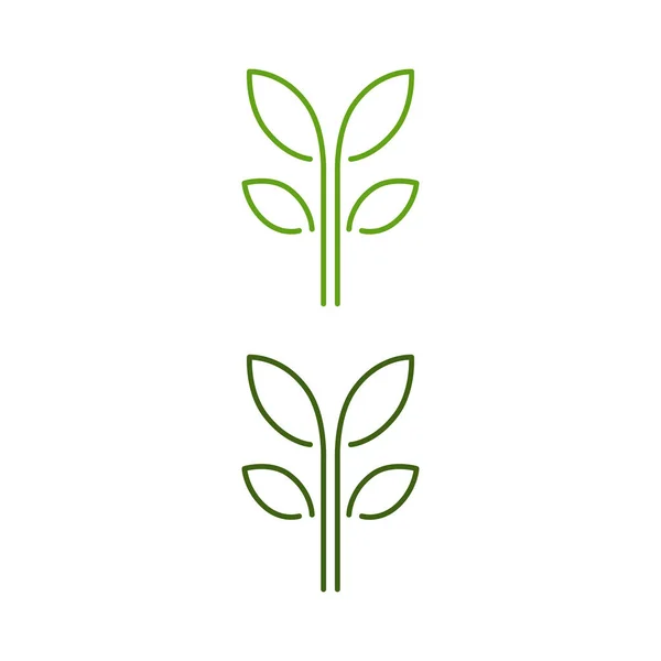 Groene Bladeren Teken Symbool Logo Geïsoleerd Wit — Stockvector