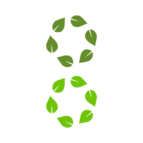 Green Leaves Circle Sign Symbol Logo Isolated White — 스톡 벡터
