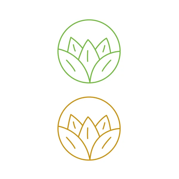 Natürliche Blätter Kreis Zeichen Symbol Logo Isoliert Auf Weiß — Stockvektor