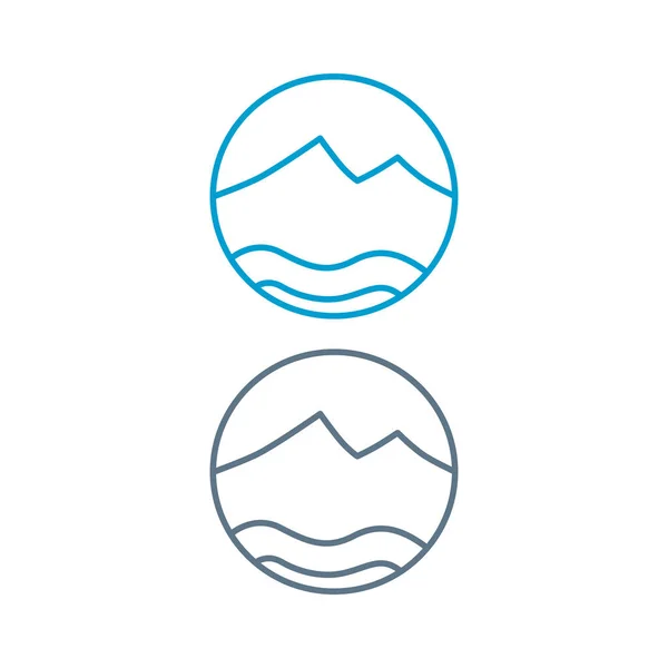 Mountains Sign Simbol Logo Disolaskan Putih - Stok Vektor