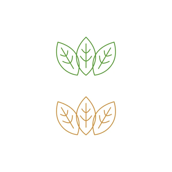 Gröna Blad Tecken Symbol Konst Logotyp Isolerad Vit — Stock vektor